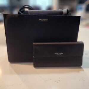 Kate Spade classic black nylon handbag with matching wallet